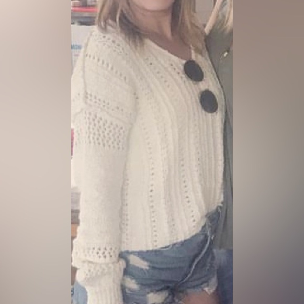 White crochet sweater